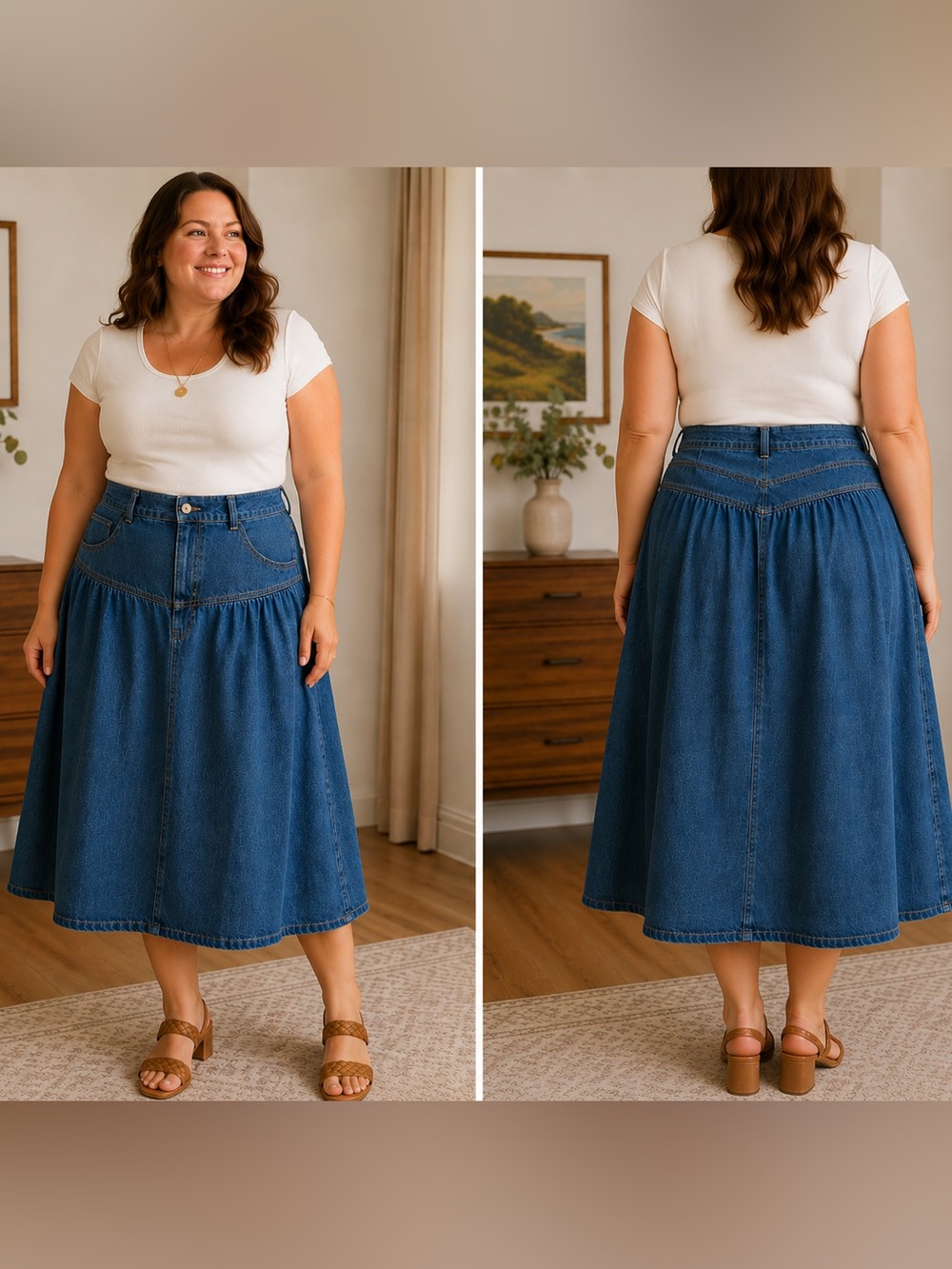 Vintage Carlyle Denim Midi Skirt – Women’s Size 18 – Made in USA – 100% Cotton